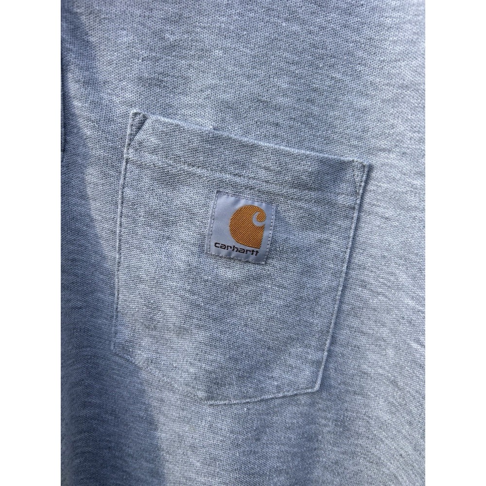 Carhartt Men's L Gray Loose‎ Fit Polo Shirt Short Sleeve Pocket Knit Casual/Work - Picture 2 of 5
